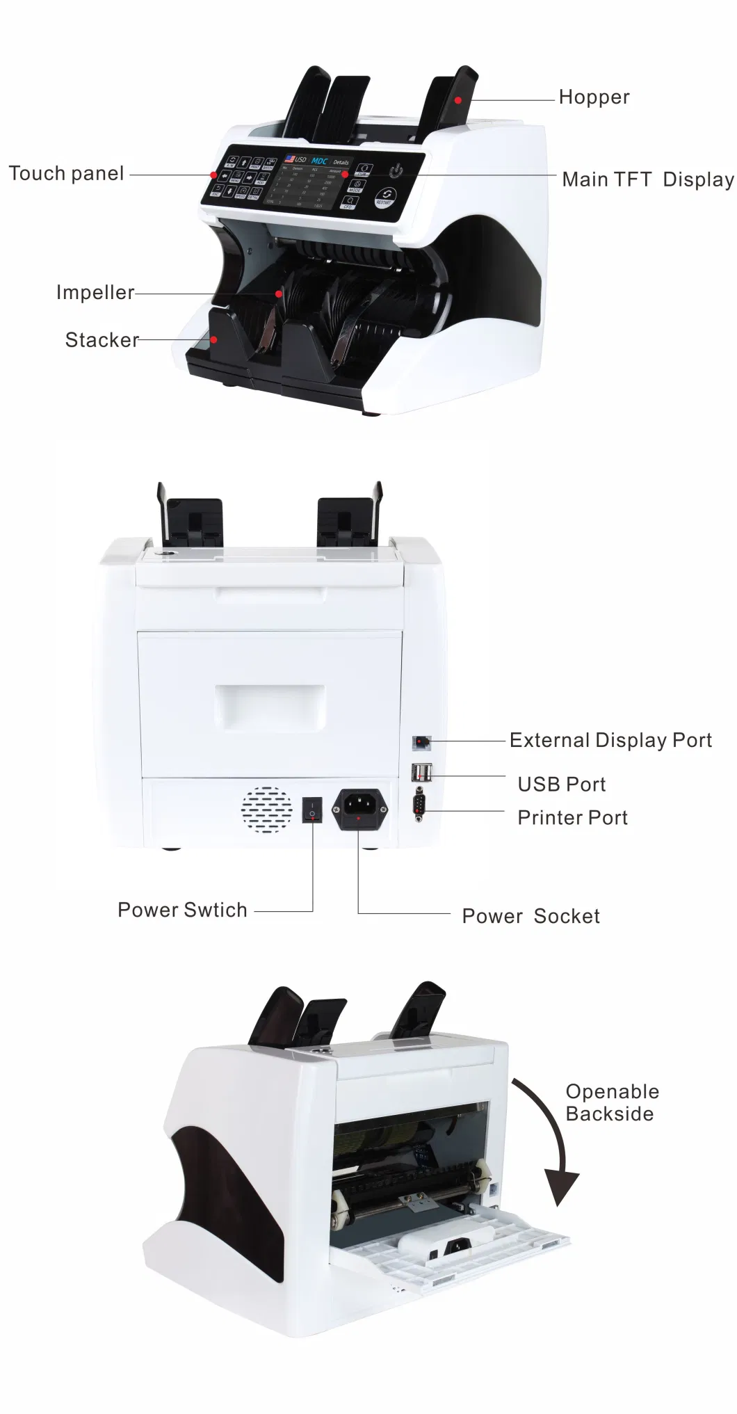 Top Loading Dual Cis Money Detector Mix Value Counter Cash Counting Machine